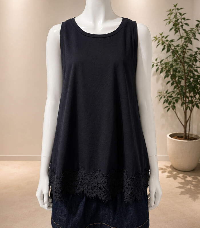 【Dignite collier】裾レースフレアタンクトップ★80268347