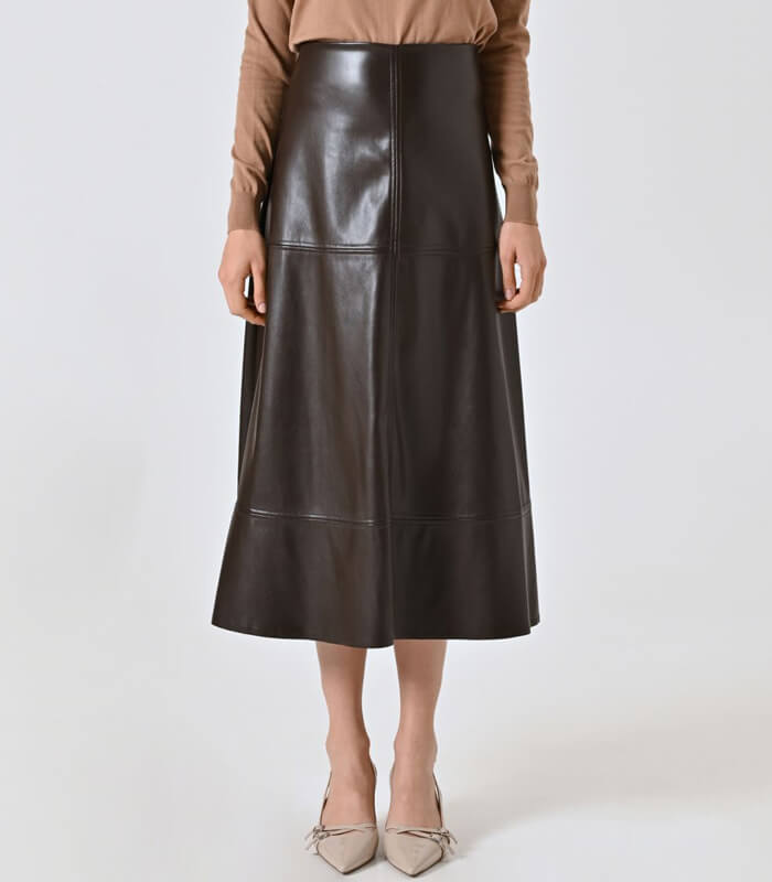 RINASCIMENTO】フェイクレザーミディスカート☆ITRIN124952