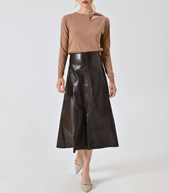 RINASCIMENTO】フェイクレザーミディスカート☆ITRIN124952 RINASCIMENTO】フェイクレザーミディスカート☆ITRIN124952