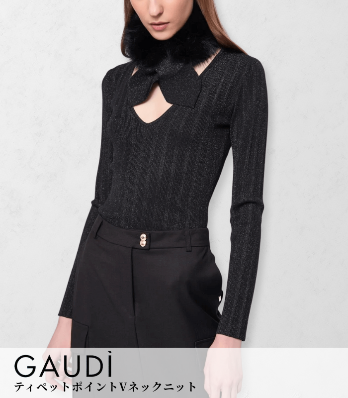 【SALE】【GAUDI】ティペットポイントVネックニット▼IT521FD53032