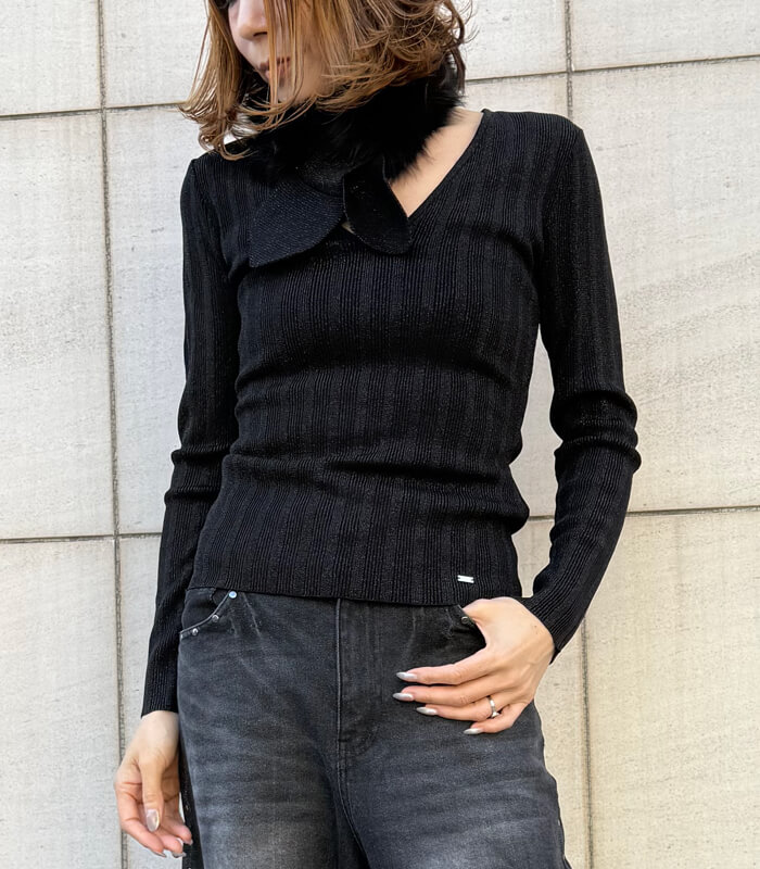 【SALE】【GAUDI】ティペットポイントVネックニット▼IT521FD53032