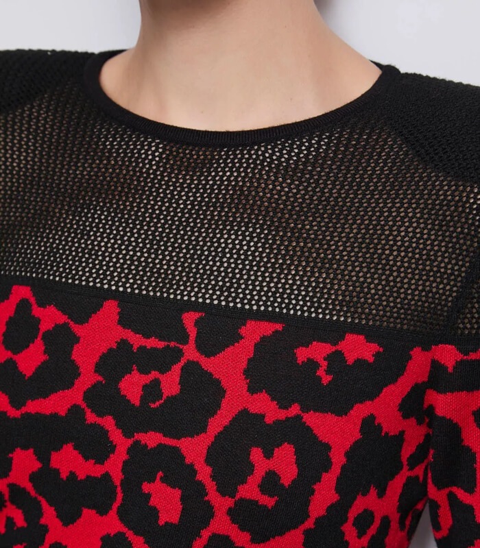 【SALE】【DENNY ROSE】ヨーク切替レオパードジャガードニットワンピース■IT521DD13012