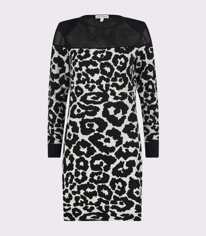 【SALE】【DENNY ROSE】ヨーク切替レオパードジャガードニットワンピース■IT521DD13012