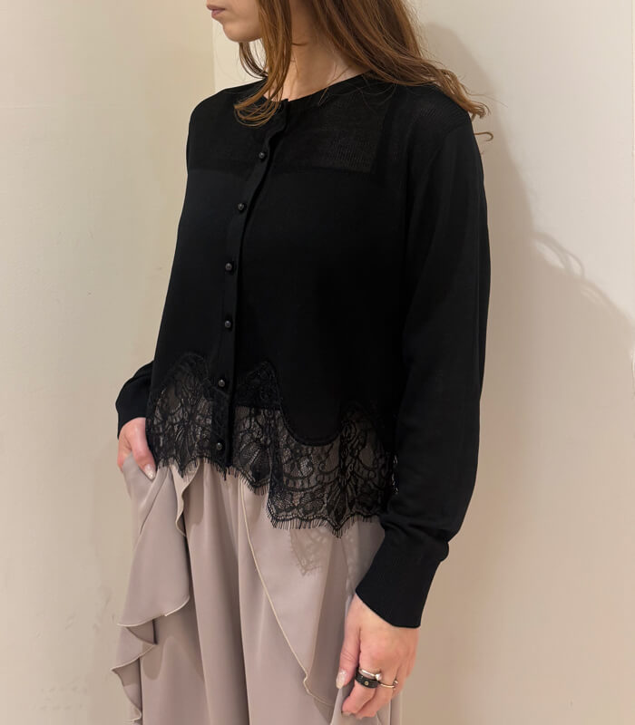 MoNiLE】透かし切り替え裾レースカーディガン040264 | WEAR,トップス