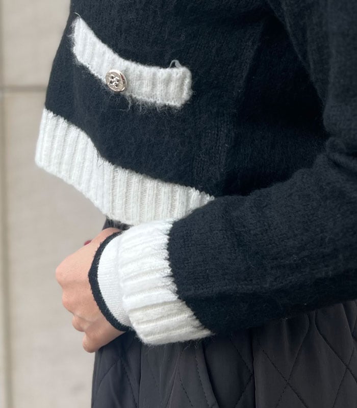 SALE】【Rinascimento】バイカラーVネックニットカーディガン