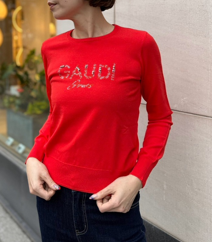 【SALE】【GAUDi】ラインストーンビジューロゴニット■☆it511bd53016