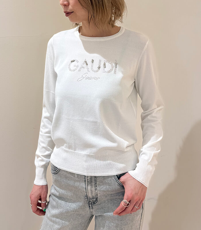 【SALE】【GAUDi】ラインストーンビジューロゴニット■☆it511bd53016