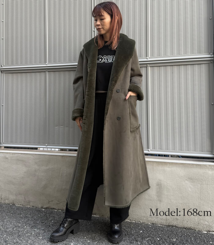 【DOS DIOSAS】エコムートンフーディットロングコート★☆D8641