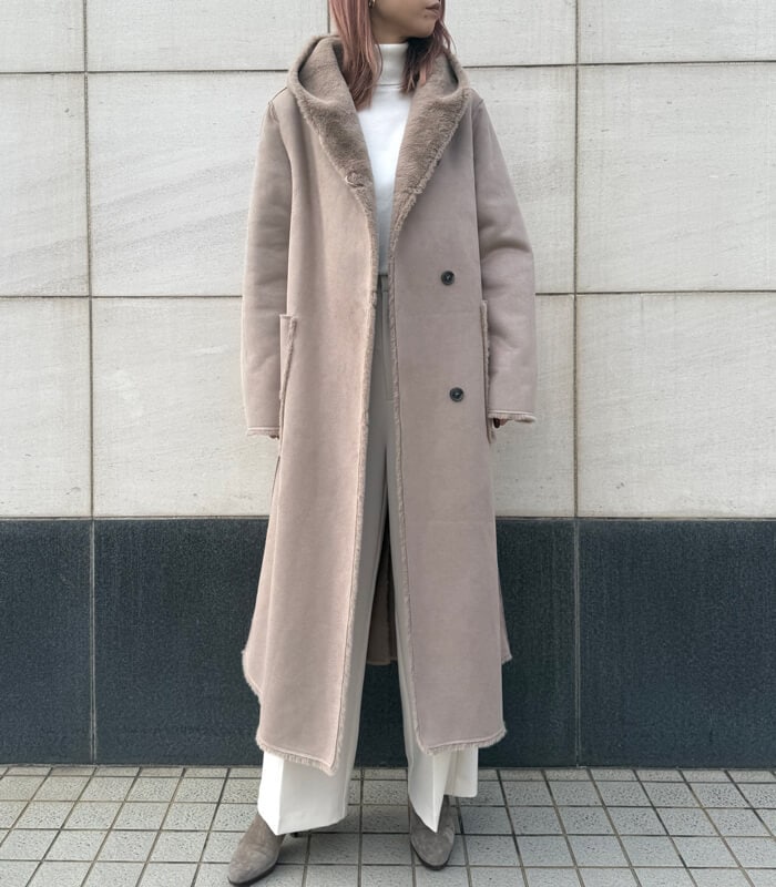 【DOS DIOSAS】エコムートンフーディットロングコート★☆D8641