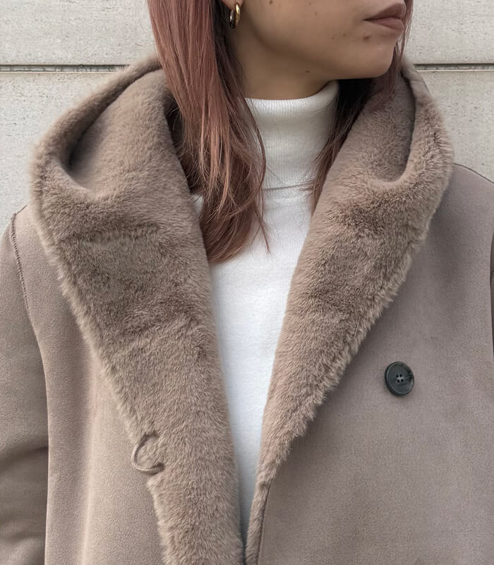 【DOS DIOSAS】エコムートンフーディットロングコート★☆D8641