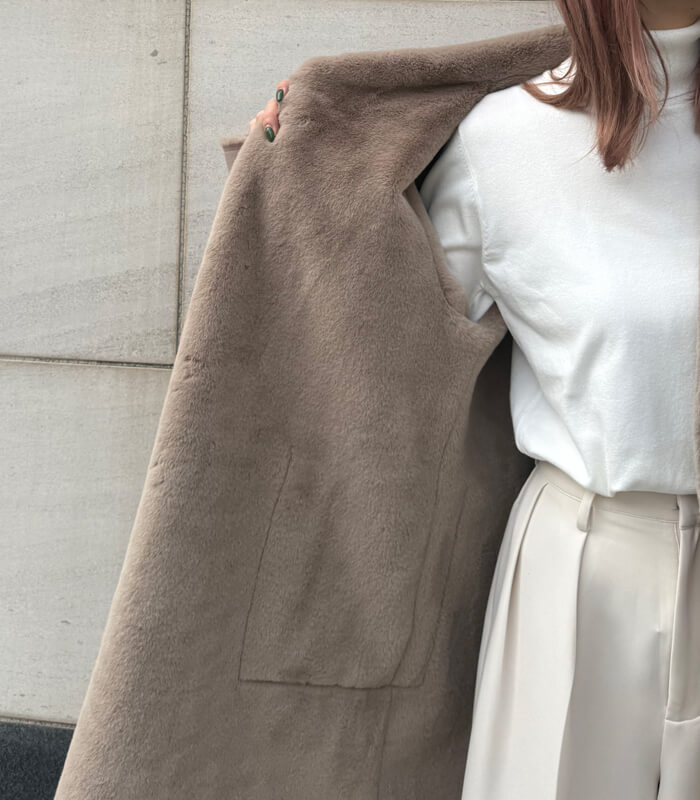 【DOS DIOSAS】エコムートンフーディットロングコート★☆D8641