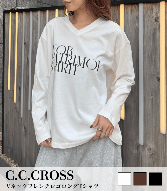 【C.C.CROSS】VネックフレンチロゴロングTシャツ★☆16416231