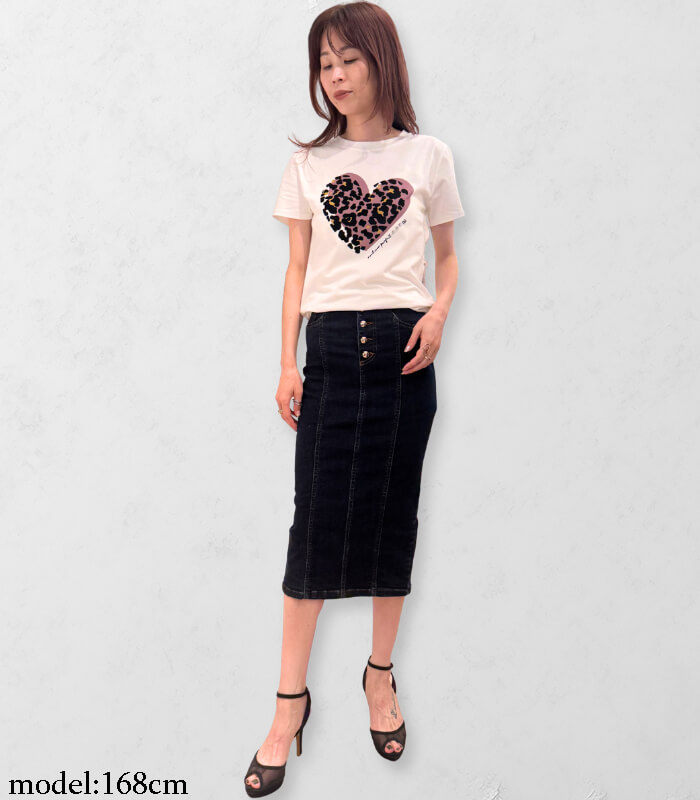 【RINASCIMENTO】レオパードハートプリントTシャツ★☆ITRIN130099