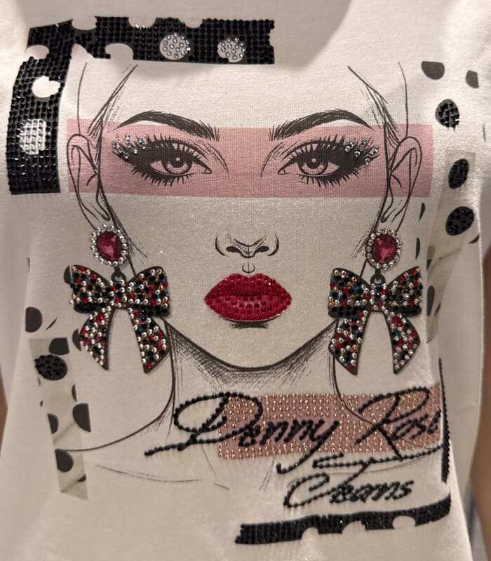 【DENNY ROSE】ビジューガールフェイスプリントTシャツ★☆IT621ND64017