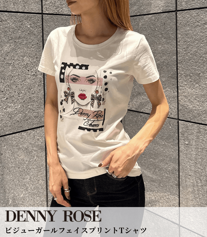 【DENNY ROSE】ビジューガールフェイスプリントTシャツ★☆IT621ND64017