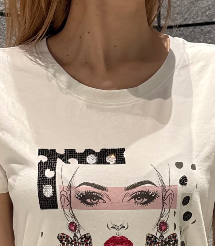 【DENNY ROSE】ビジューガールフェイスプリントTシャツ★☆IT621ND64017