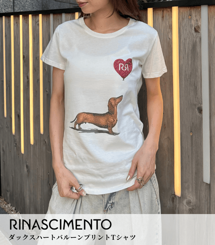 【RINASCIMENTO】ダックスハートバルーンプリントTシャツ★☆ITRIN129932