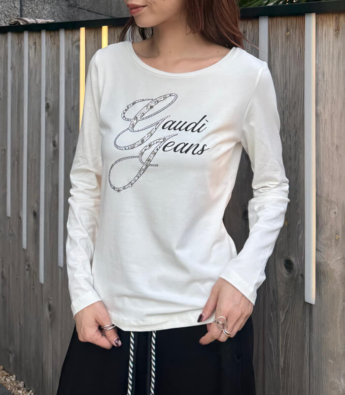 【GAUDI】ビジュー×ラインストーンクルーネックTシャツ★IT621BD64026