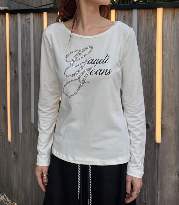 【GAUDI】ビジュー×ラインストーンクルーネックTシャツ★IT621BD64026