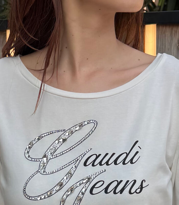 【GAUDI】ビジュー×ラインストーンクルーネックTシャツ★IT621BD64026