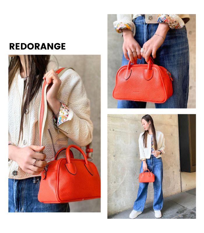 RIPANI】バイカラーショルダーベルト付横長ミニボストンバッグ5547OW