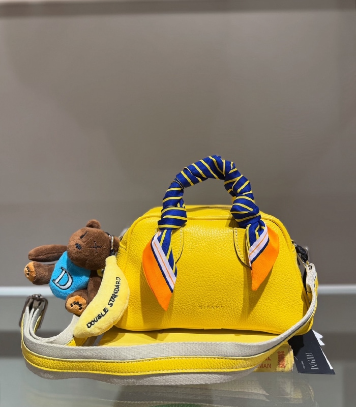 RIPANI】バイカラーショルダーベルト付横長ミニボストンバッグ5547OW