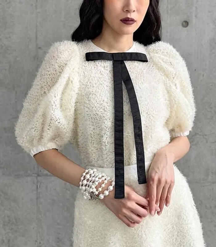 【Adonisis】シャギー×チュールパフリボンTOP★☆S25308