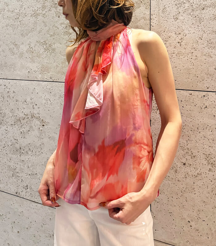 【SALE】【RINASCIMENTO】タイダイフラワーアメスリフリルTOPS■ITRIN20258