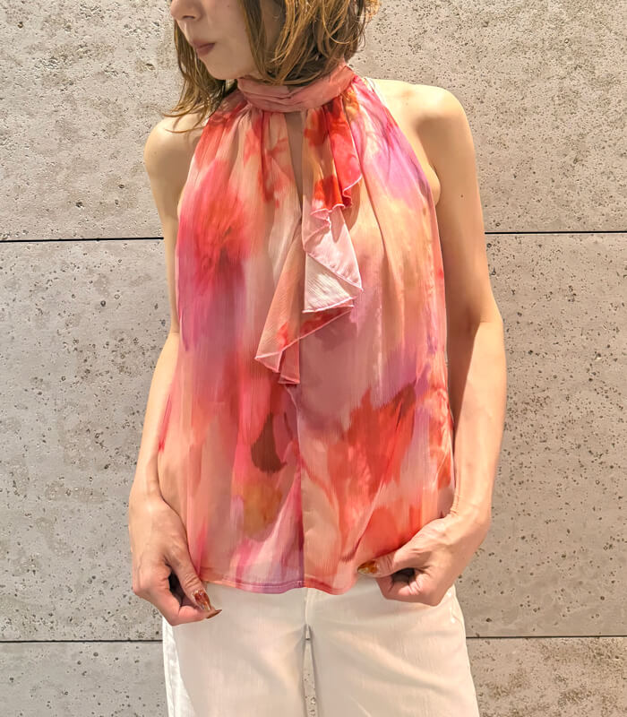 【SALE】【RINASCIMENTO】タイダイフラワーアメスリフリルTOPS■ITRIN20258