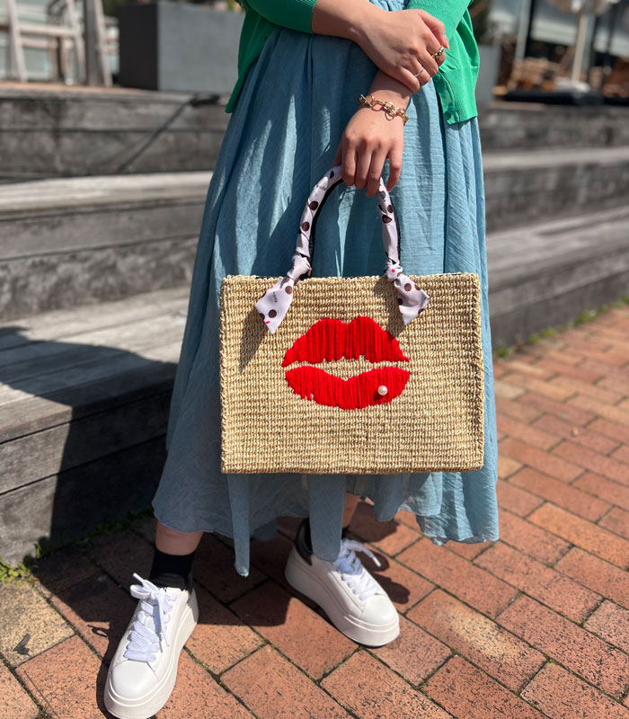 【SALE】【a-jolie】LIPデザインスクエアカゴバッグ▼☆SI-2408