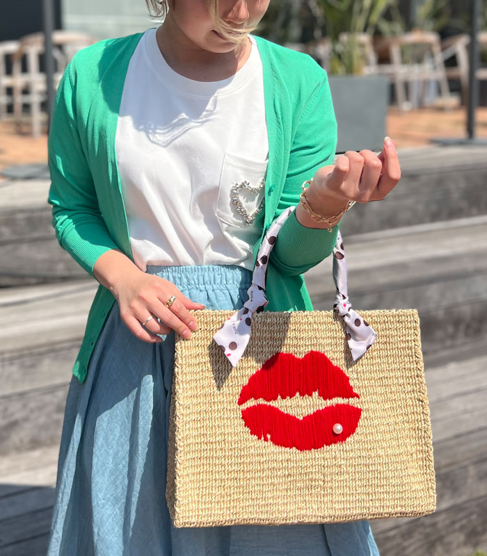 【SALE】【a-jolie】LIPデザインスクエアカゴバッグ▼☆SI-2408