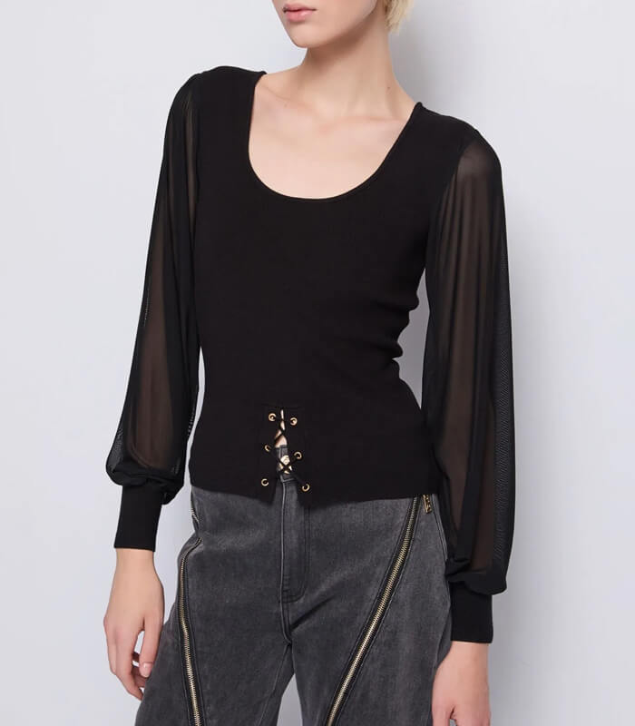 【DENNY ROSE】レースアップポイント切替ニット★IT521DD53004