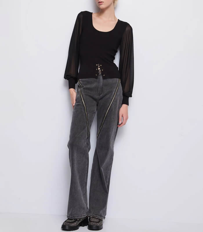 【DENNY ROSE】レースアップポイント切替ニット★IT521DD53004