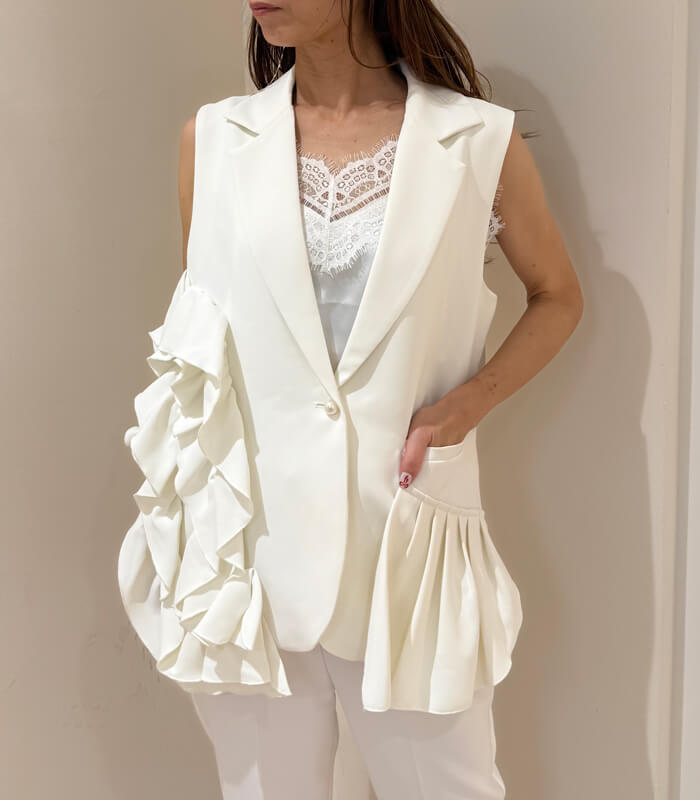 【PICCIN PERLA】アシメトリーフリルジレ★☆907040