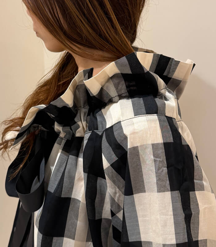 【PICCIN】ビッグカラーグログランリボンチェック柄ブラウス★☆150020