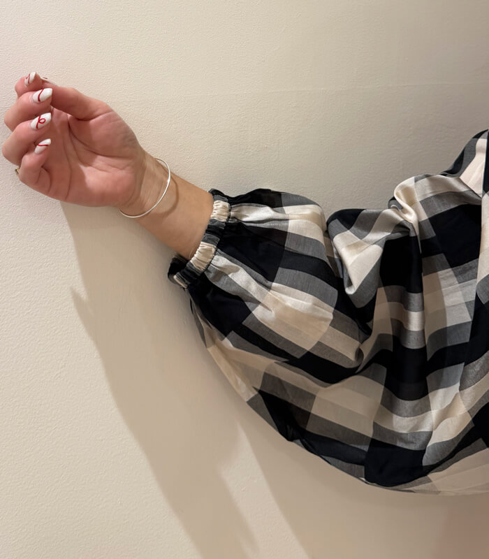 【PICCIN】ビッグカラーグログランリボンチェック柄ブラウス★☆150020