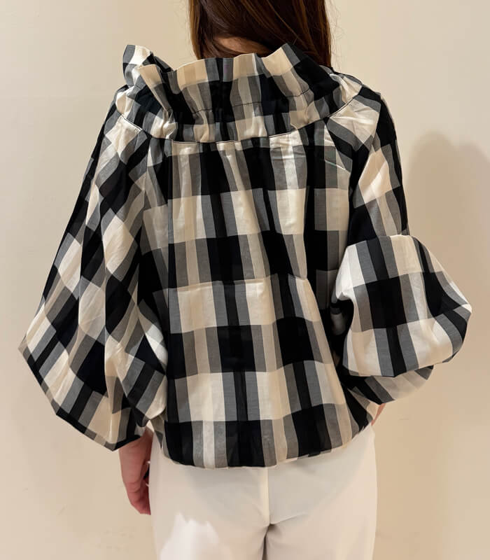 【PICCIN】ビッグカラーグログランリボンチェック柄ブラウス★☆150020