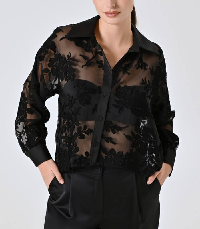 【RINASCIMENTO】シアージャガードハイフロントシャツ★ITRIN125114