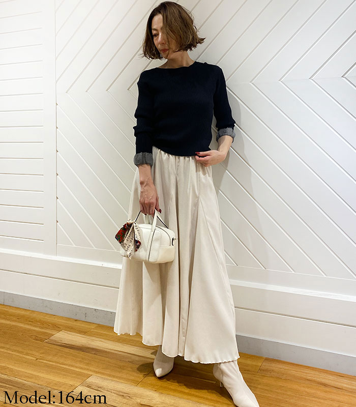 ヘリル ニット セーター クルーネック 透け感 長袖 リネン ベージュ 2  