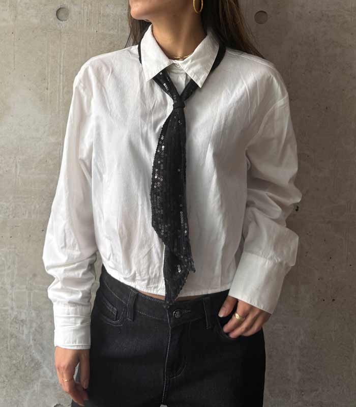 【SALE】【GAUDI】スパンコールタイ付きブラウス●IT521FD45019
