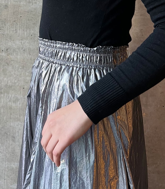 SALE】【MoNiLE】メタリック切り替えロングスカート▽☆2550