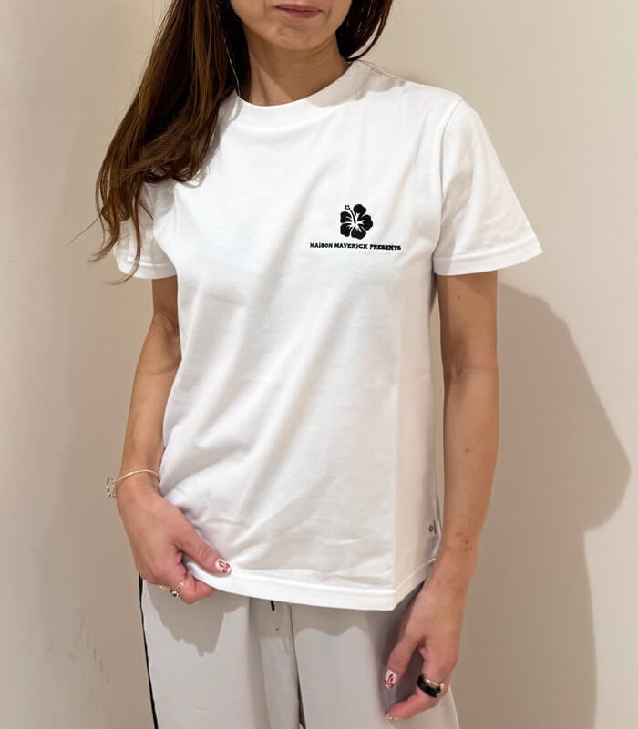 【MAISON MAVERICK PRESENTS】ハイビスカス刺繍Tシャツ★☆MM5134