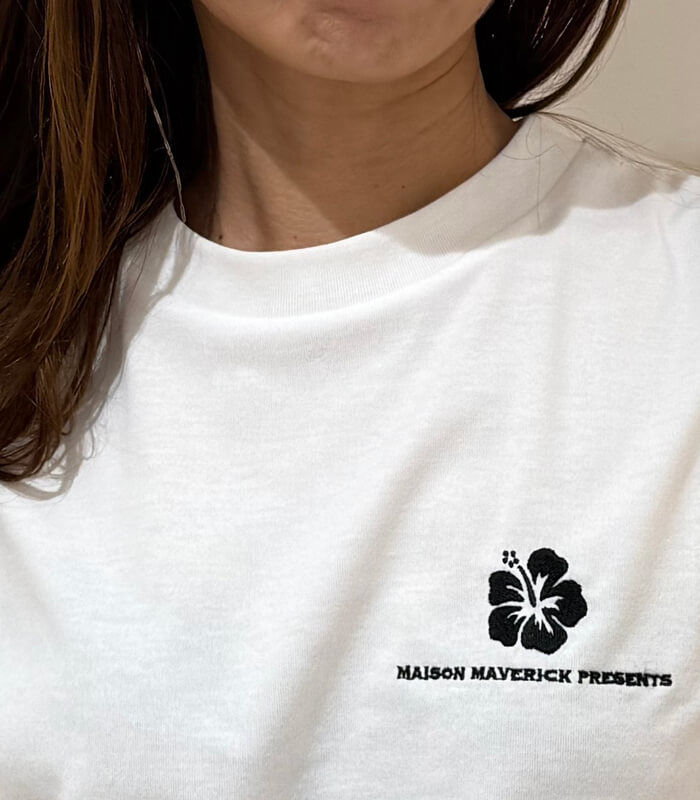 【MAISON MAVERICK PRESENTS】ハイビスカス刺繍Tシャツ★☆MM5134