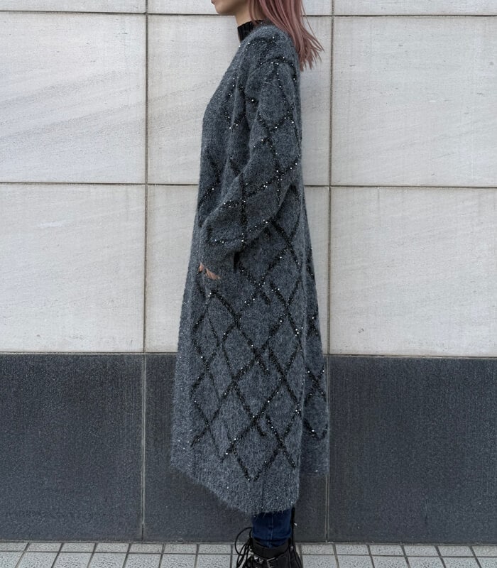 【SALE】【Desert Rose】スパンコールロングニットカーディガン▼☆BDKT-83