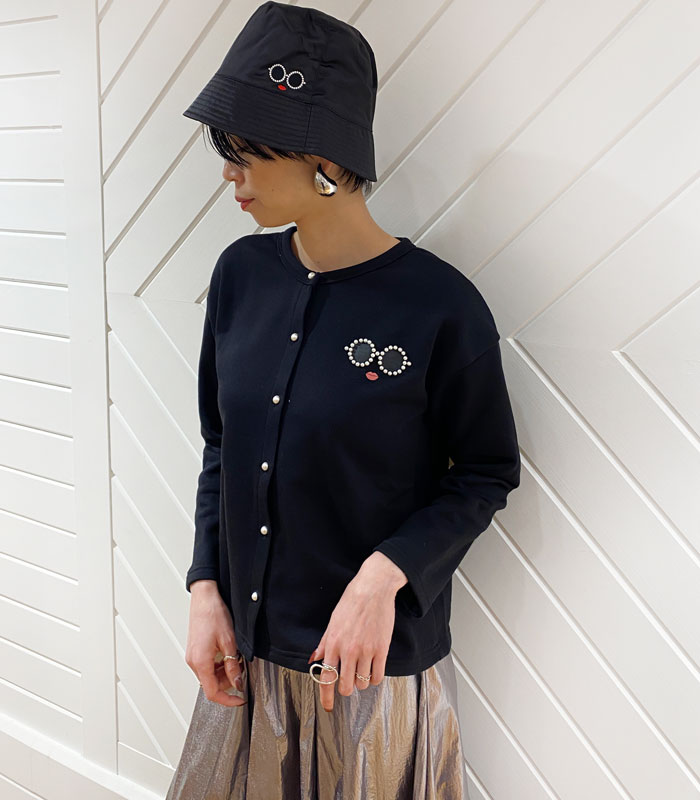 【a-jolie】パールサングラスフェイス刺繍バケットハット▼☆AJRR-010