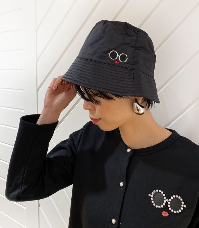 【a-jolie】パールサングラスフェイス刺繍バケットハット▼☆AJRR-010
