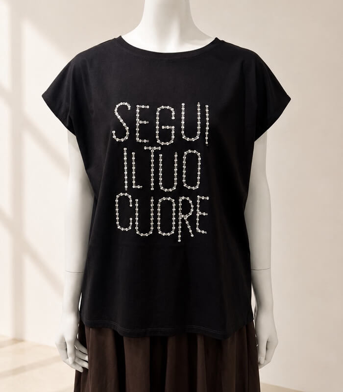 【SALE】【LUGIVA】後ろファスナーロゴTシャツ■☆IT202676