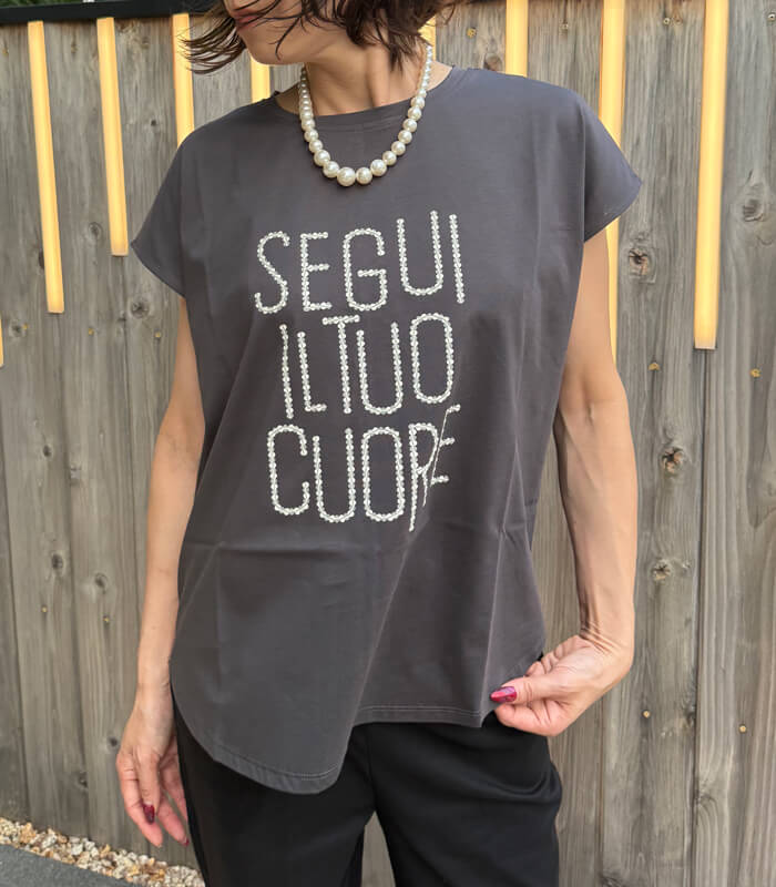【SALE】【LUGIVA】後ろファスナーロゴTシャツ■☆IT202676