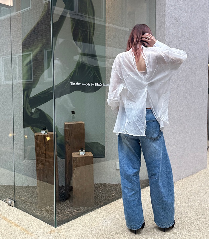 SALE】【DESERT ROSE】インナー付きバックオープンシアーシャツ