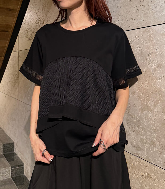 【SALE】【LUGIVA】メッシュ切り替えTシャツ■☆IT202690